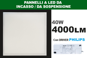 PANNELLO A LED 60x60, 41W, 120°, 4000K, LM4000, RA 80, 595x595x9mm, Driver Philips