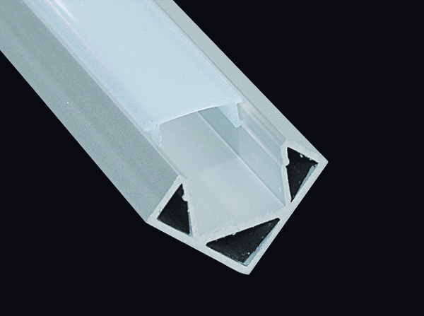 KIT 40pz Profilo alluminio 2m Dissip.20W/m,Angolare 45°,Inc.12,2mm(18x18),Cover Satin 4Staffe 2Tappi,imballati singolarmente