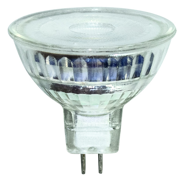 LAMPADA LED MR16 Vetro, GU5.3, 5.5W, BA36°, 3000K, 12Vdc, LM525 (F.T.), RA 80, 50*48mm Box