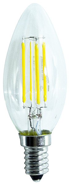 LAMPADA LED CRI95 CANDELA C35 Filament Trasparente, E14, 5,5W, FA320°, 3000K, 220Vac, LM470, 35*97mm