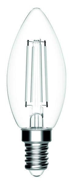 LAMPADA LED CANDELA C35 serie White Filament Trasparente,E14, 4.5W,FA320°,3000K,220Vac,LM470,CRI80, 35*97mm