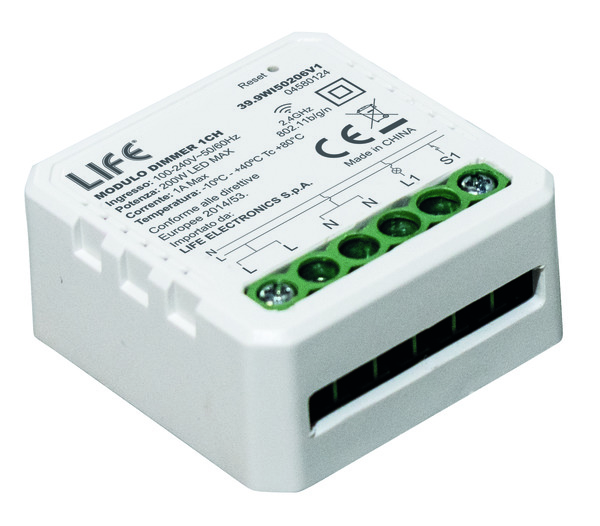 Modulo 1CH Dimmer/(ON)/OFF con pulsante, SmartLIFE V1, Wireless 2,4GHz, 220V 50/60Hz LED 200W%%%_substitutiveMessage_%%%39.9WI50206