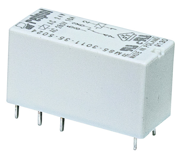 Relè - 1 polo 16A - pin 5mm - 24Vac - AgSnO2 1CO (SPDT) (Singolo polo, doppio contatto) IP67 H15,7mm