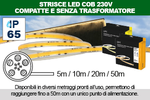 Striscia LED COB, IP65, 220Vac-240Vac